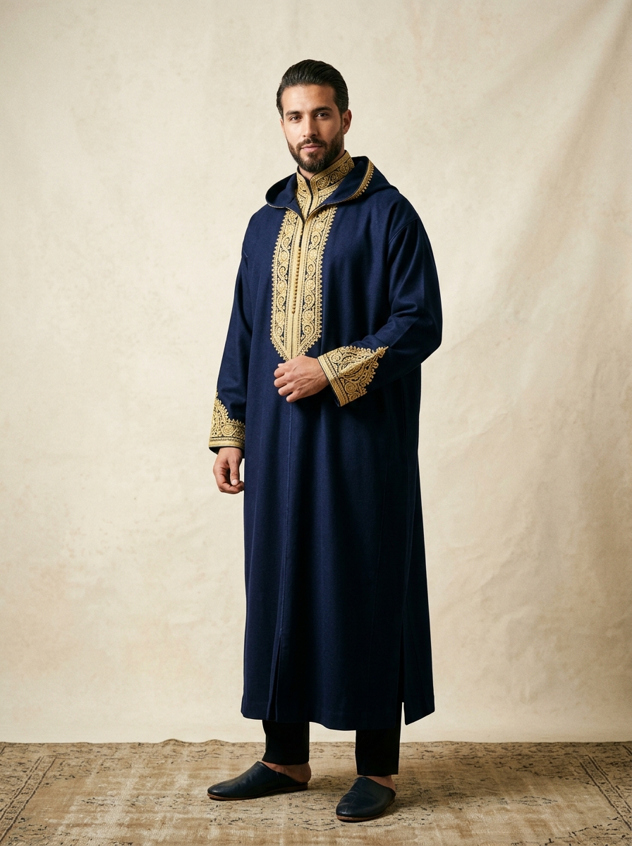 Djellaba Fassi Azul Marino